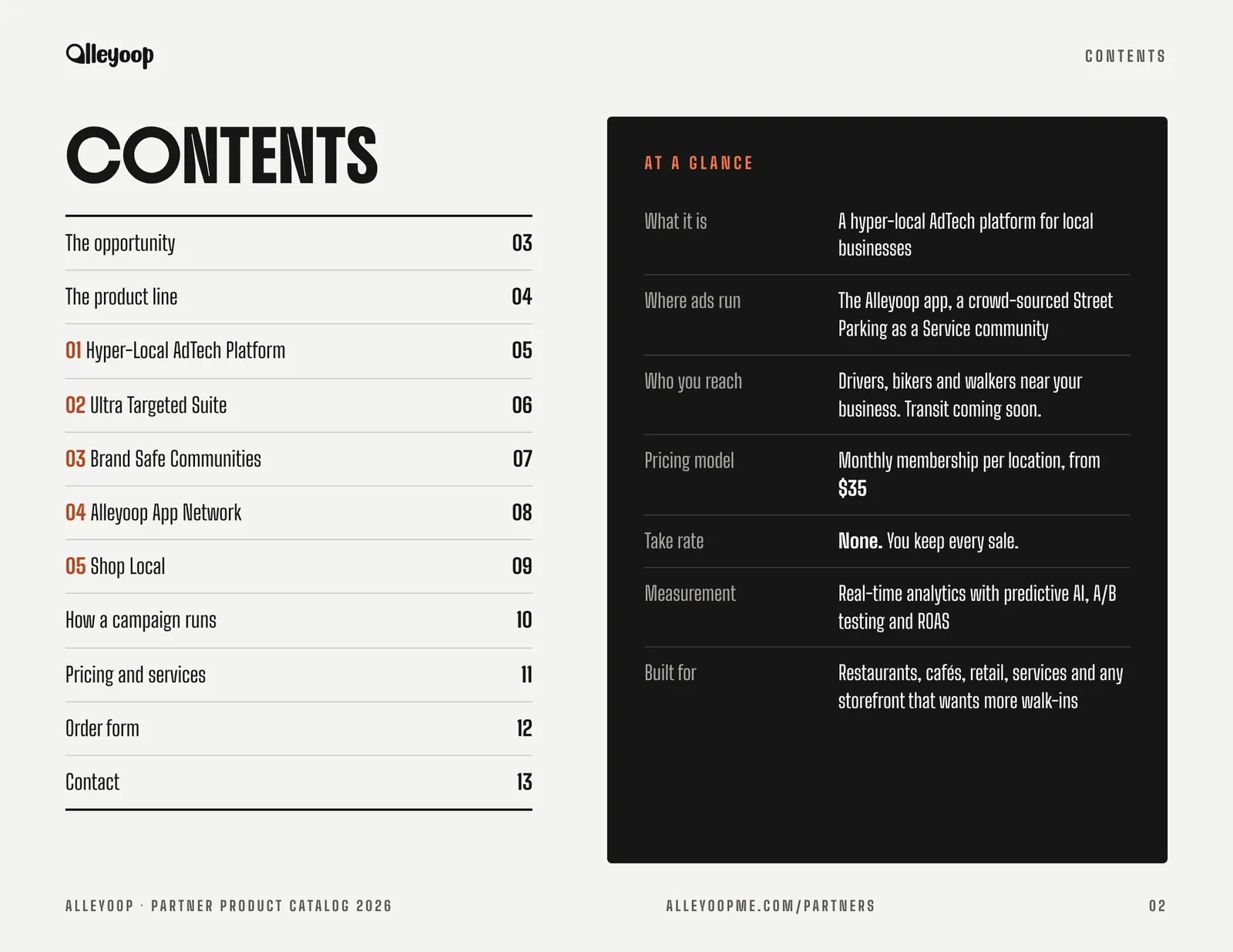 Contents and Alleyoop at a glance